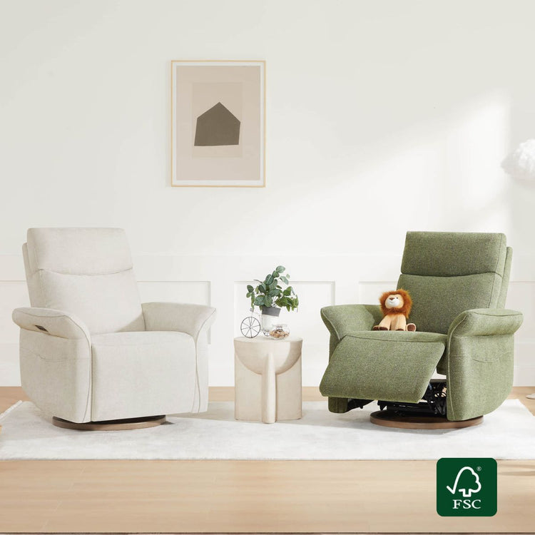 Vinca Power Swivel Nursery Glider Recliner with Power Lumbar & Headrest