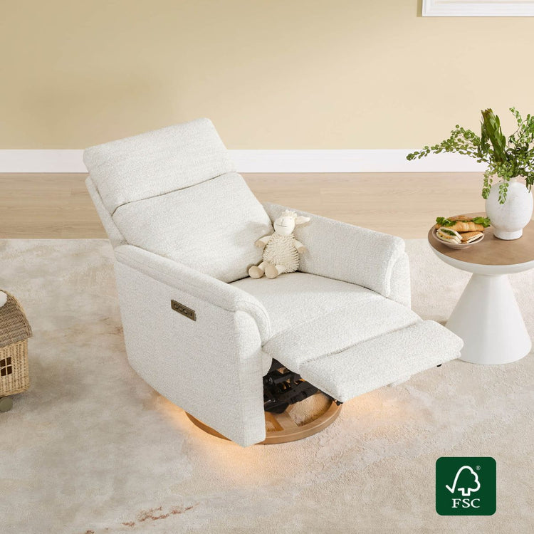 Lulla Power Swivel Nursery Glider Recliner with Power Headrest and Nightlight