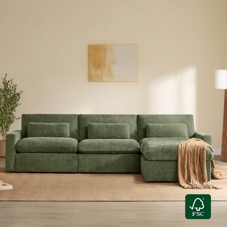 Ivy 4-Seat Performance Fabric Modular Sectional Sofa with Storage Ottoman