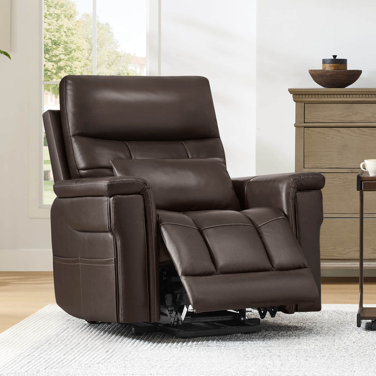 Addy Genuine Leather Lift Assist Power Recliner With Heat Massage