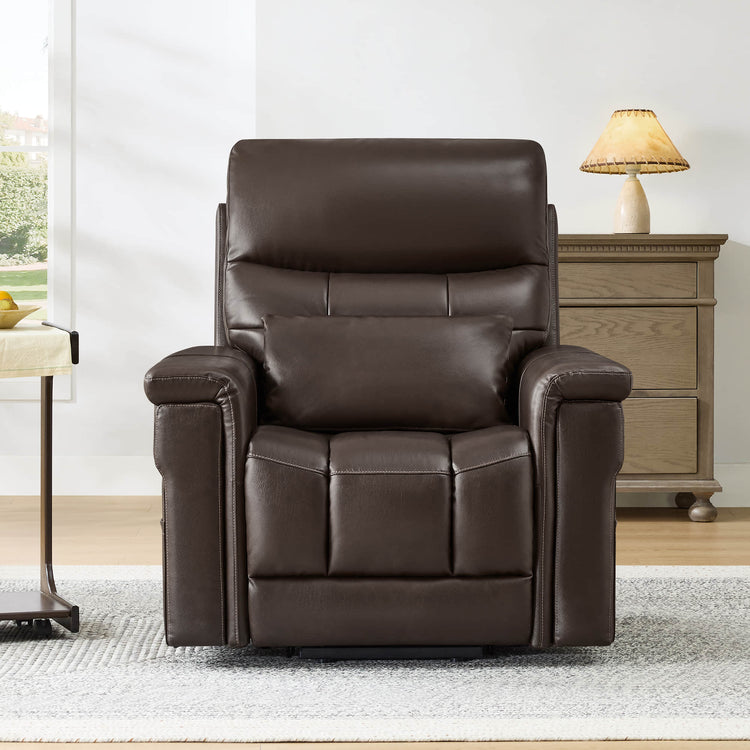 Addy Genuine Leather Lift Assist Power Recliner With Heat Massage