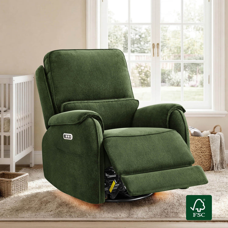 Alicia Power Swivel Nursery Glider Recliner with Nightlight
