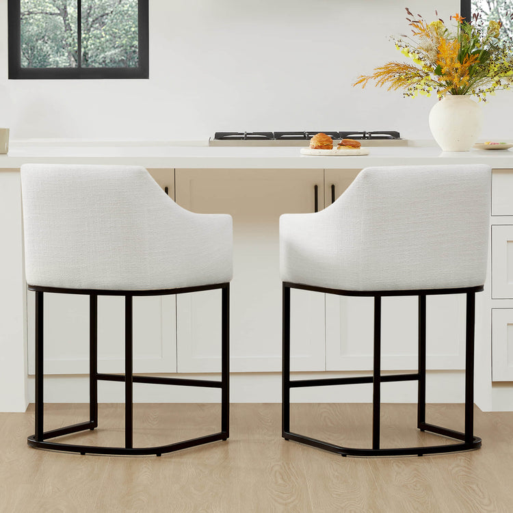 Aubrey Modern Barrel Counter Stools (Set of 2)