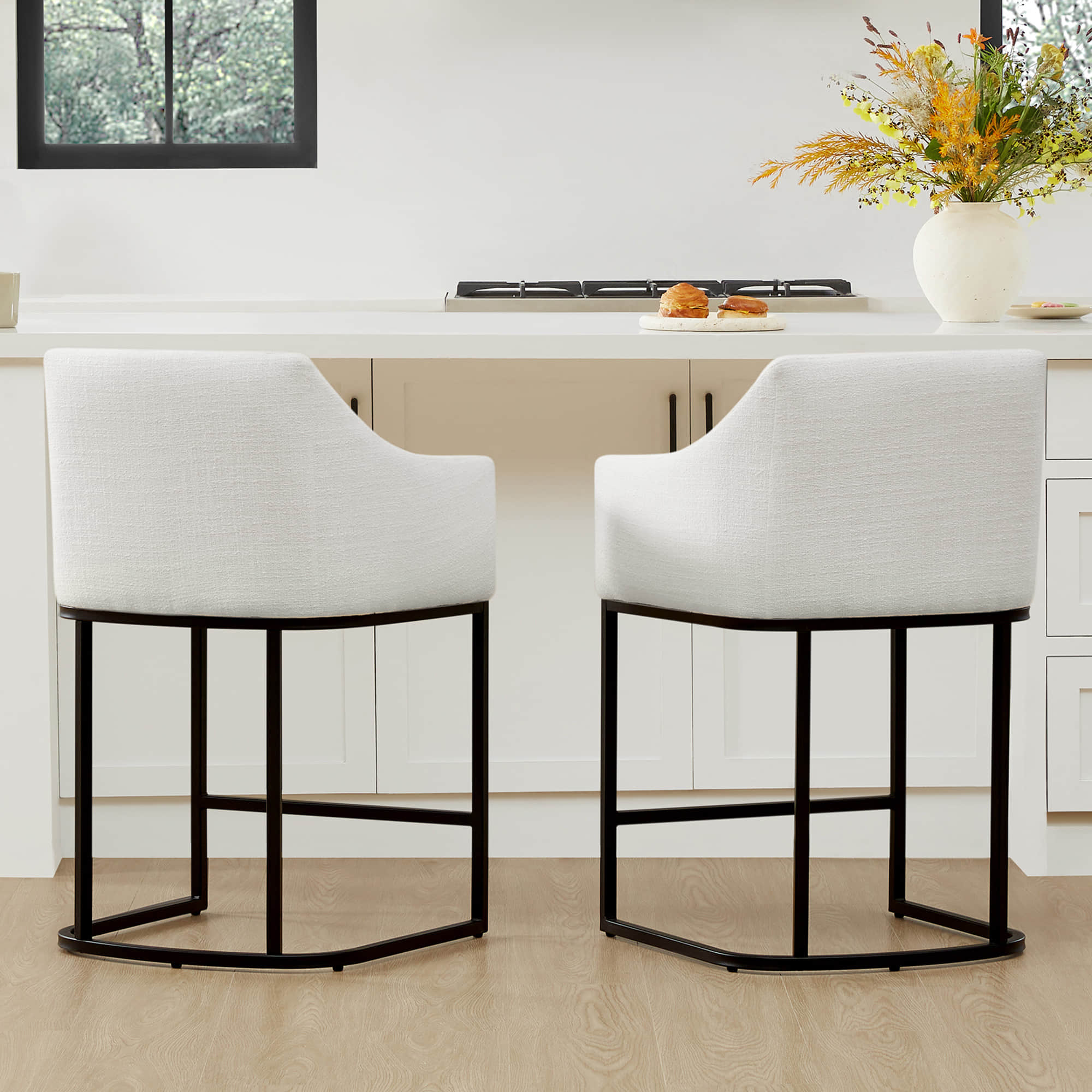 Aubrey Modern Barrel Counter Stools (Set of 2)