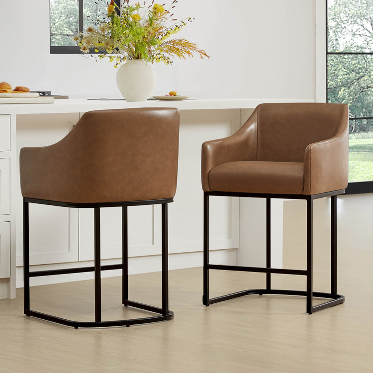 Aubrey Modern Barrel Counter Stools (Set of 2)