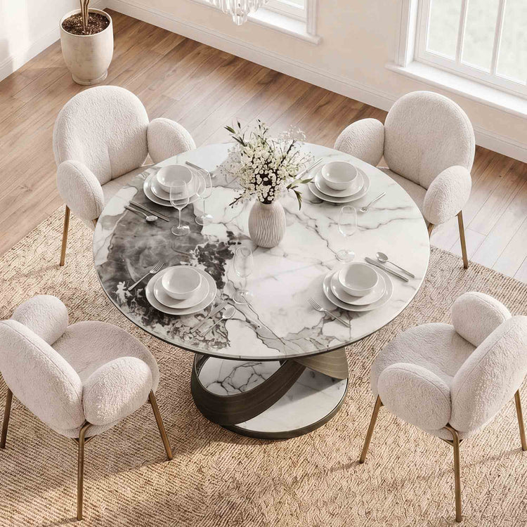 Evan Round Mobius Sintered Stone Dining Table