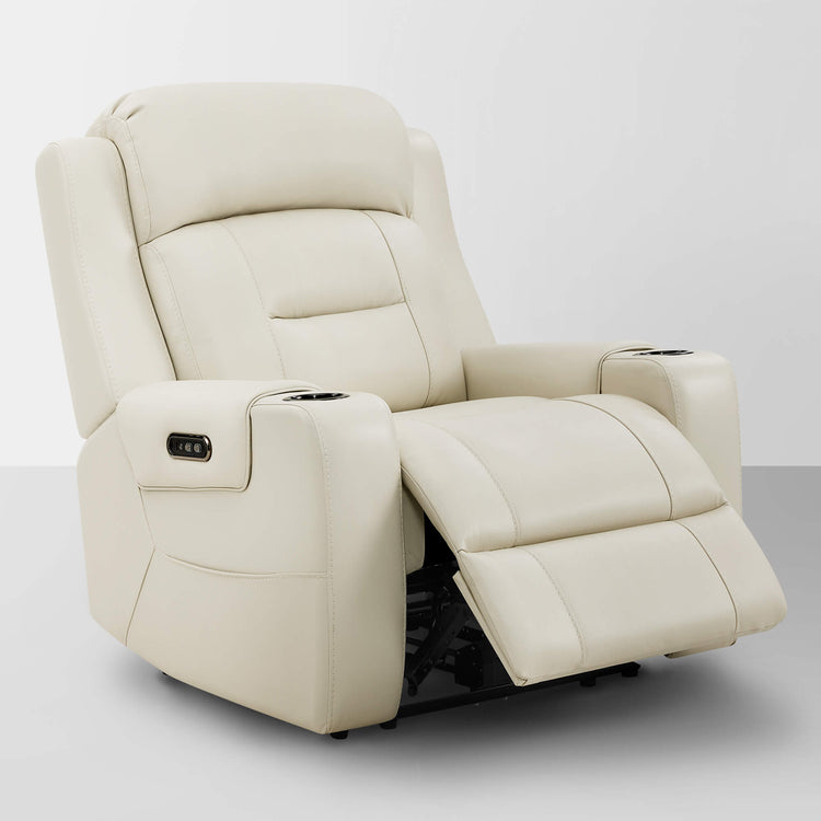 Garrison Genuine Leather Power Lay Flat Recliner with Power Headrest