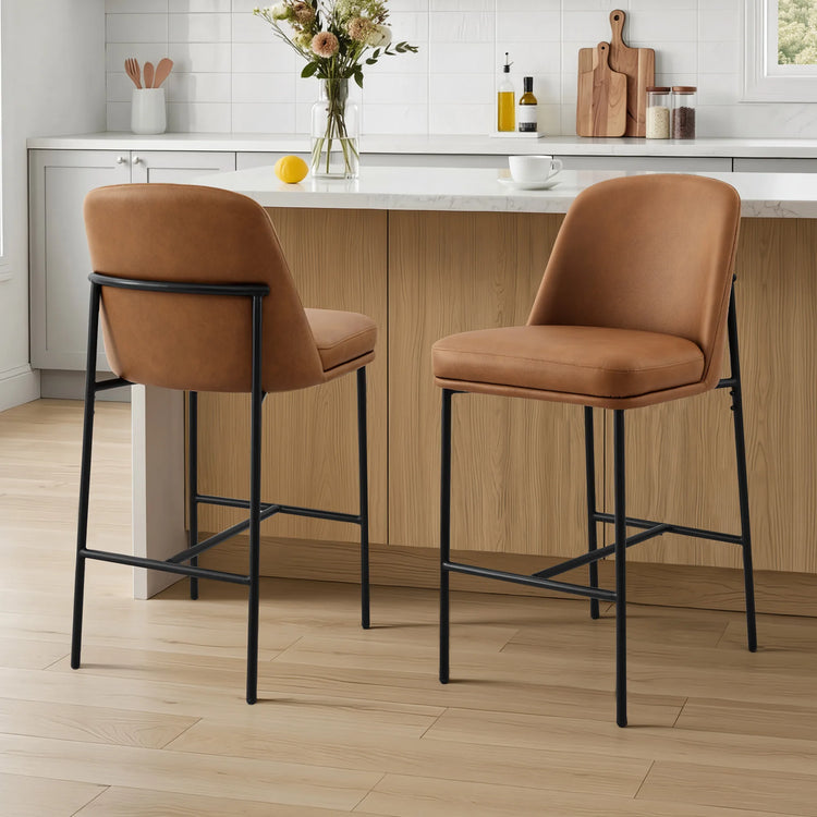 Golda Basic Counter Stools with Metal Base (Set of 2)