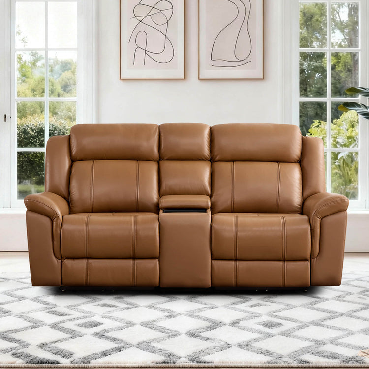 Grady Genuine Leather Power Reclining Sofa with Flip-Down Tabletop