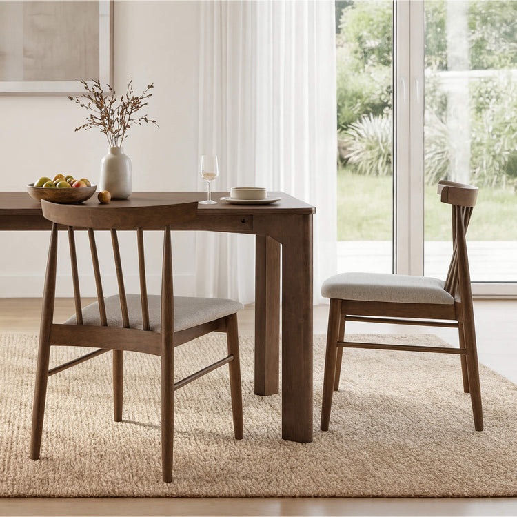 Hanna Mid-century Windsor Solid Wood Dining Chair(Set of 2)