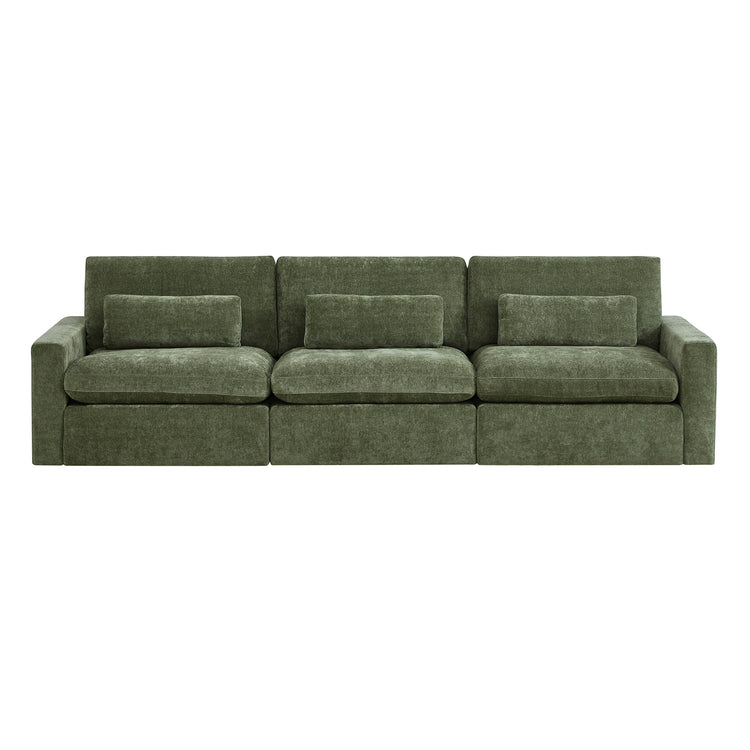 Ivy 3-Seat Performance Fabric Modular Sofa with Storage Ottoman