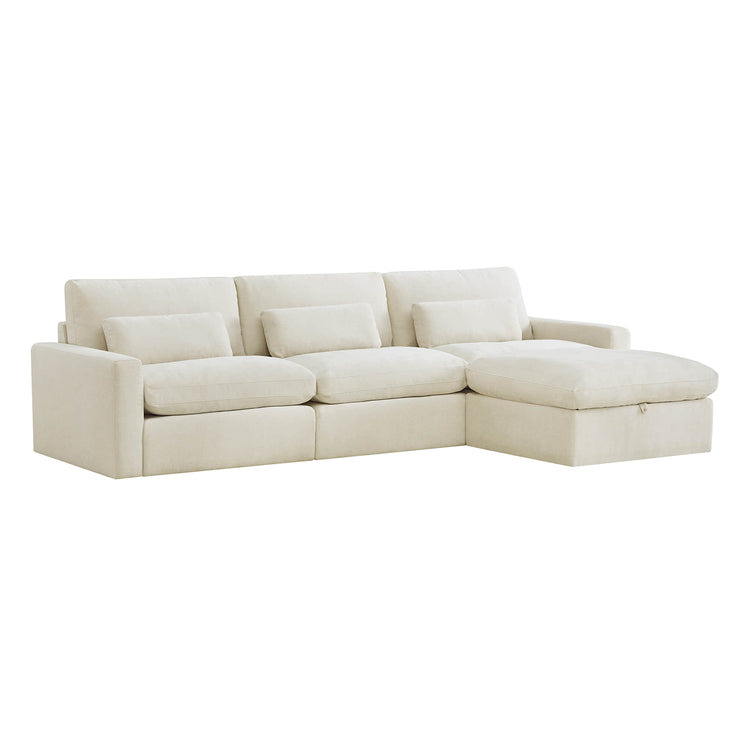 Ivy 4-Seat Performance Fabric Modular Sectional Sofa with Storage Ottoman