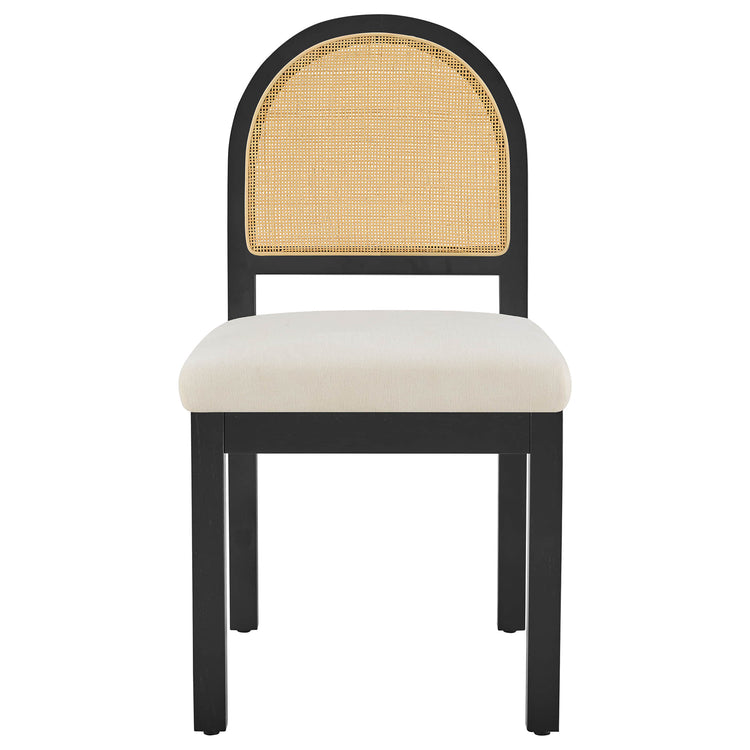 Abigail Upholstered Rattan Curved Dining Chair (Set of 2)