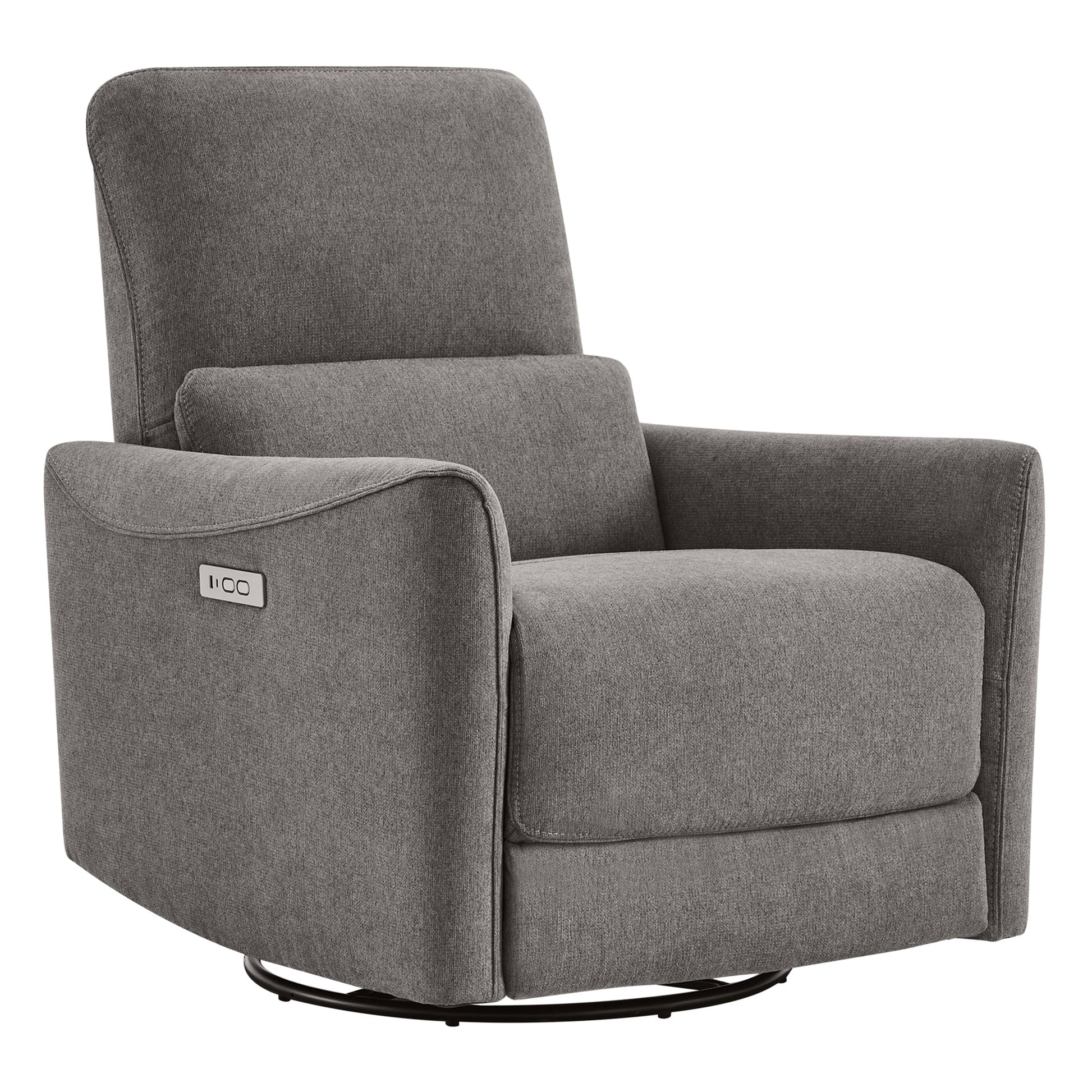 CHITA LIVING-Tracee Power Swivel Nursery Recliner With Type-C Charge-Recliners-Fabric-Metal Gray-