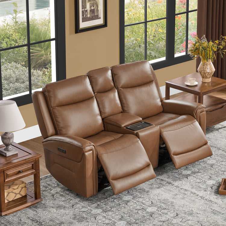 Leif Modern Top-Grain Leather Super Zero Gravity Reclining Sofa