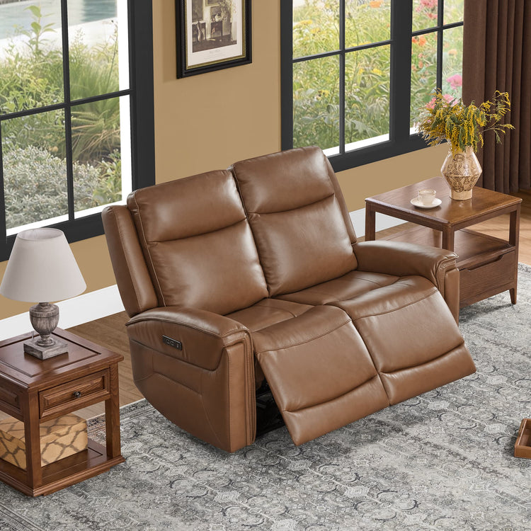 Leif Modern Top-Grain Leather Super Zero Gravity Reclining Sofa