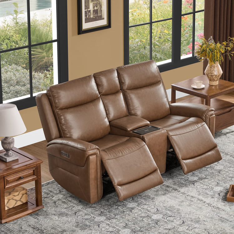 Leif Modern Top-Grain Leather Super Zero Gravity Reclining Sofa