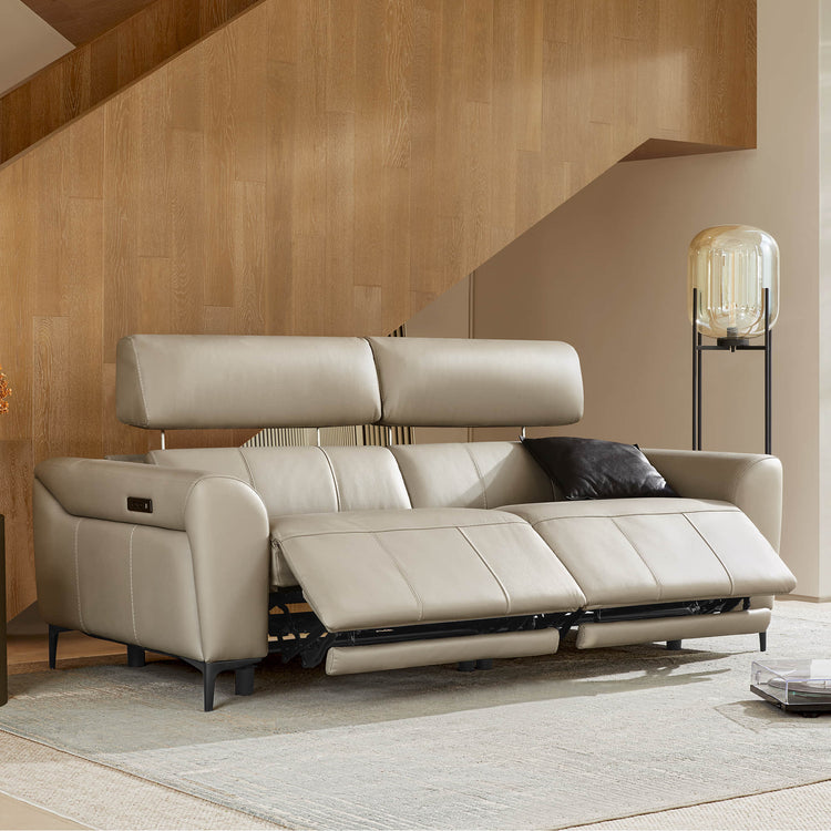 Murphy Premium Dual-Motor Genuine Leather Zero-Wall Power Sofa in Saddle.