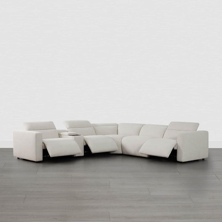 Oliver 5-Seat Wall-hugger Reclining Sectional Sofa with Power Headrest
