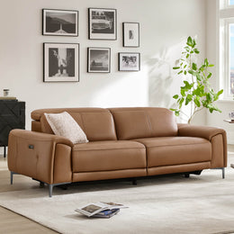 Owen Genuine Leather Reclining Sofa with Power Headrest