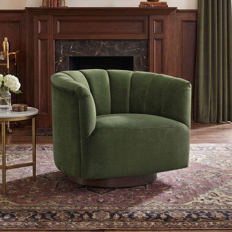 Retta Channel Barrel Swivel Accent Chair