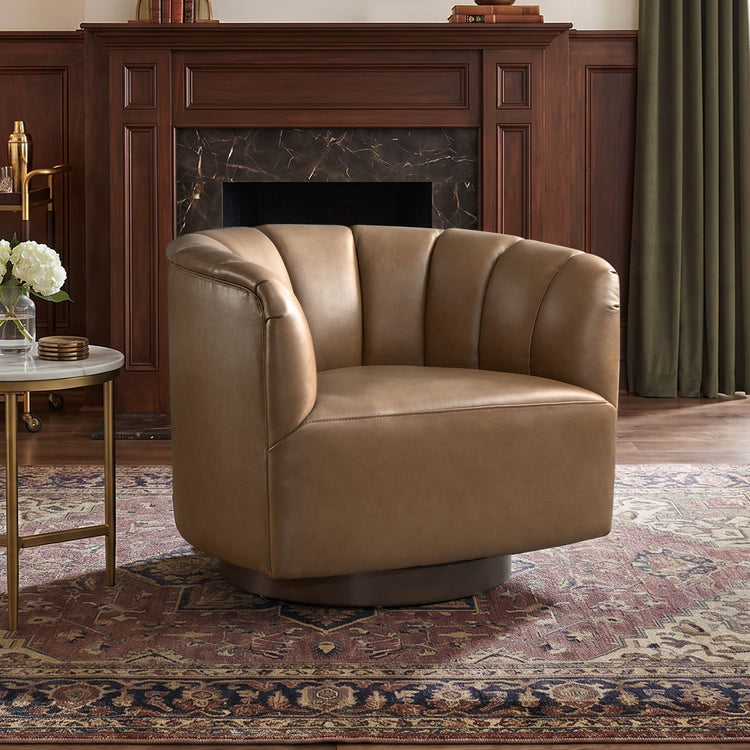 Retta Channel Barrel Swivel Accent Chair