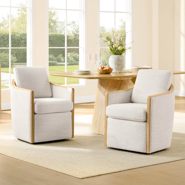 Talia Performance Boucle Rolling Dining Chair (Set of 2)