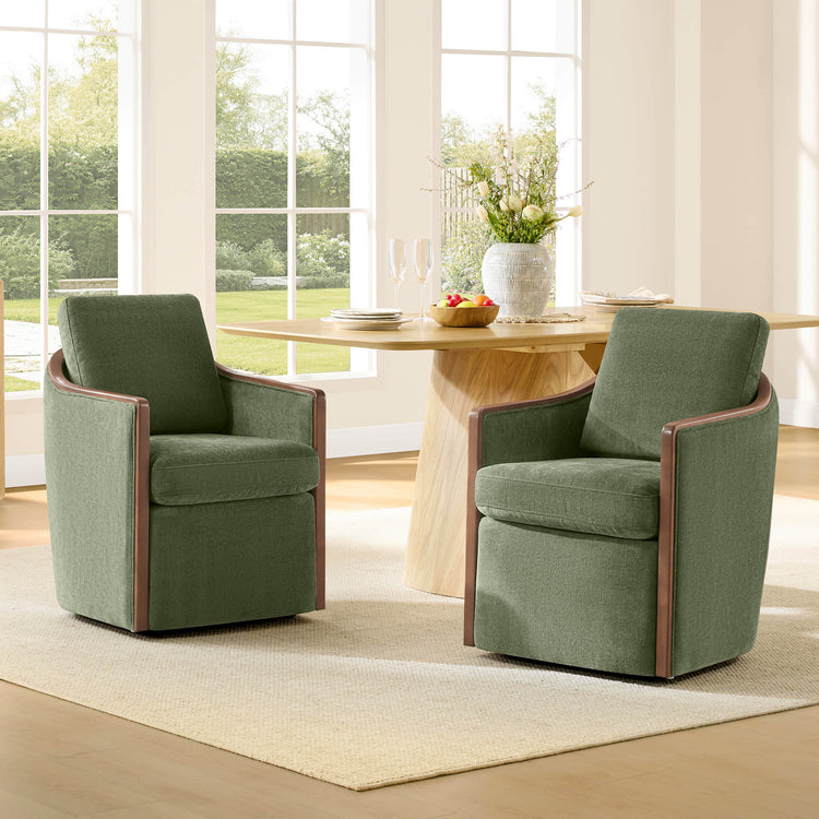 Talia Performance Boucle Rolling Dining Chair (Set of 2)