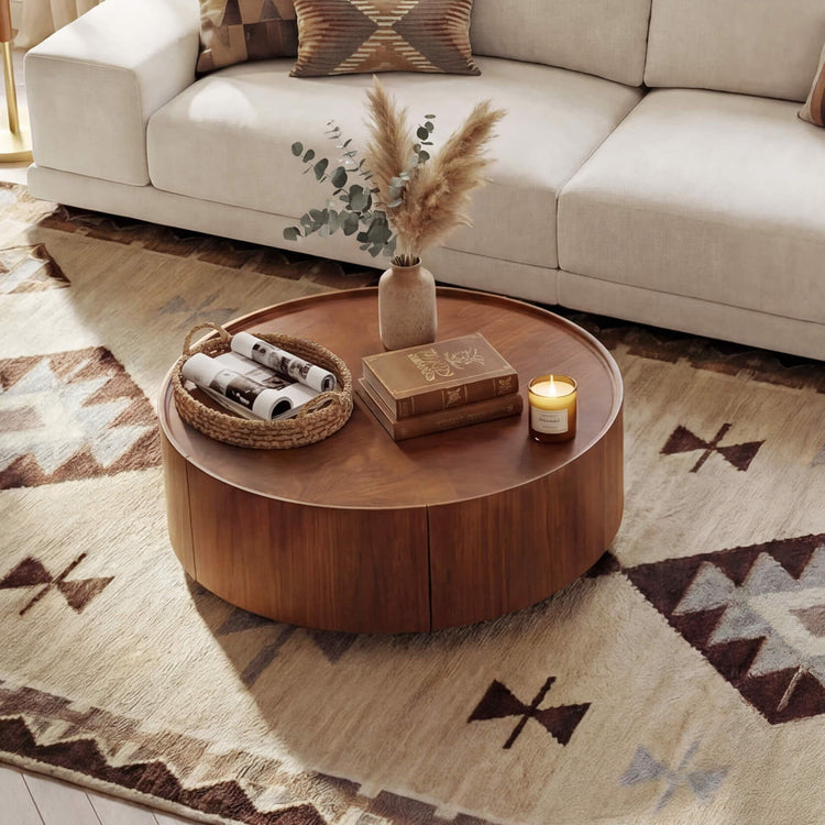 Vanessa Round Coffee Table with Storage