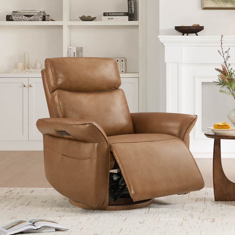 Vinca Modern Power Swivel Glider Recliner with Power Lumbar & Headrest