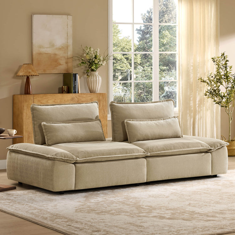 Ace Minimalist Chenille Adjustable Backrest 2-Seater Sofa with Storage Armrest