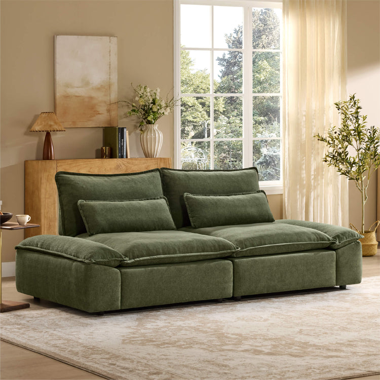 Ace Minimalist Chenille Adjustable Backrest 2-Seater Sofa with Storage Armrest