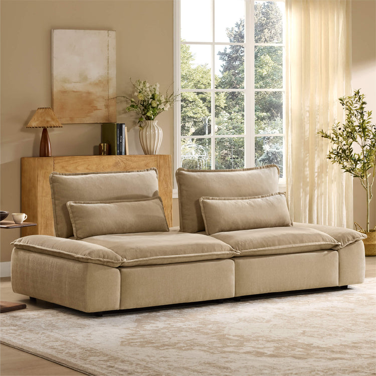 Ace Minimalist Chenille Adjustable Backrest 2-Seater Sofa with Storage Armrest