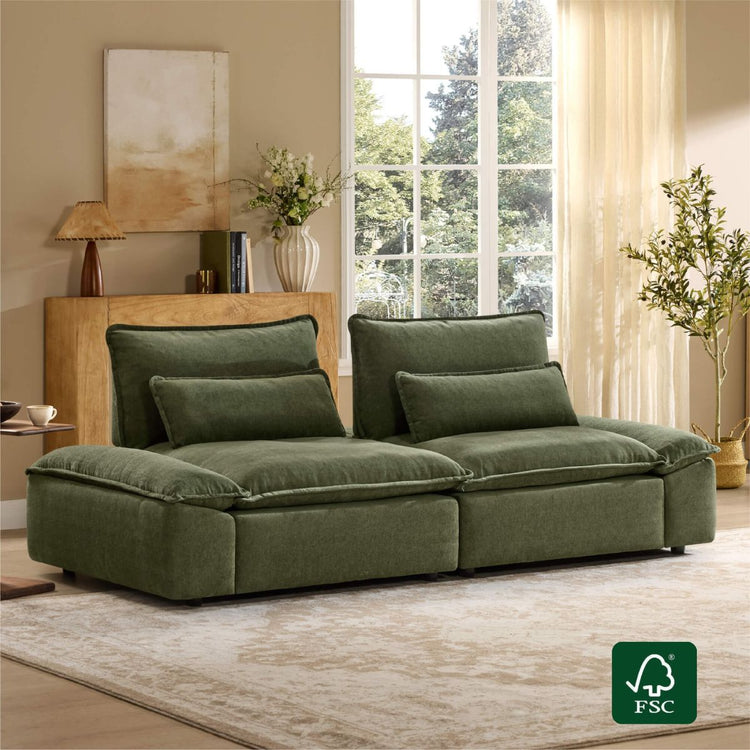 Ace Minimalist Chenille Adjustable Backrest 2-Seater Sofa with Storage Armrest