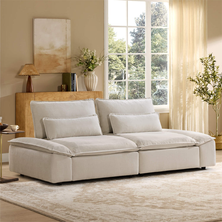 Ace Minimalist Chenille Adjustable Backrest 2-Seater Sofa with Storage Armrest