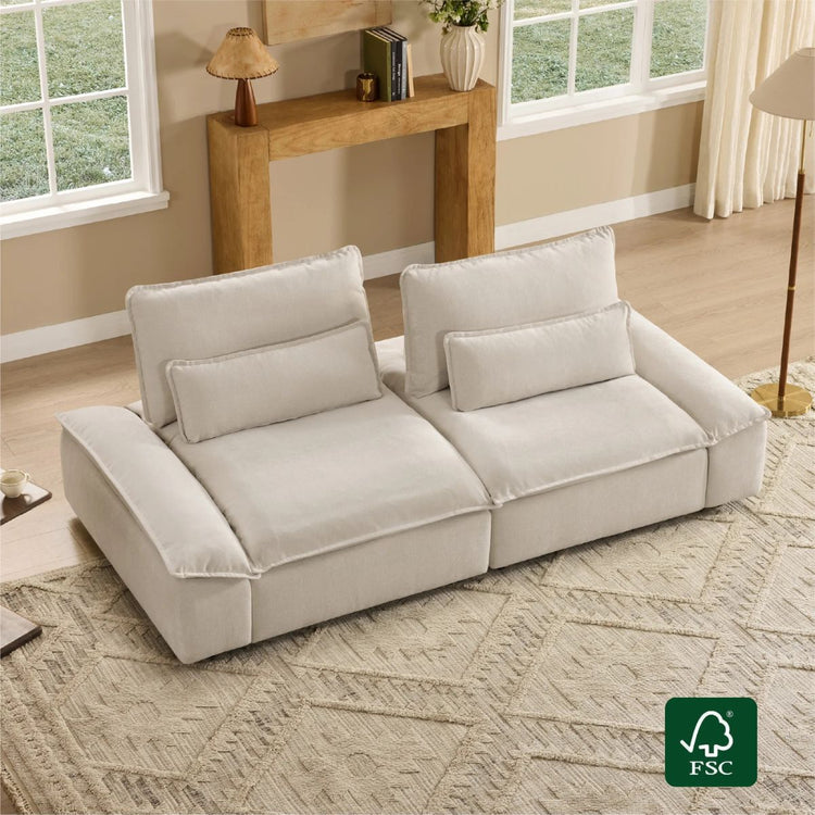 Ace Deep Seat Adjustable Backrest 2-Seater Sofa with Storage Armrest