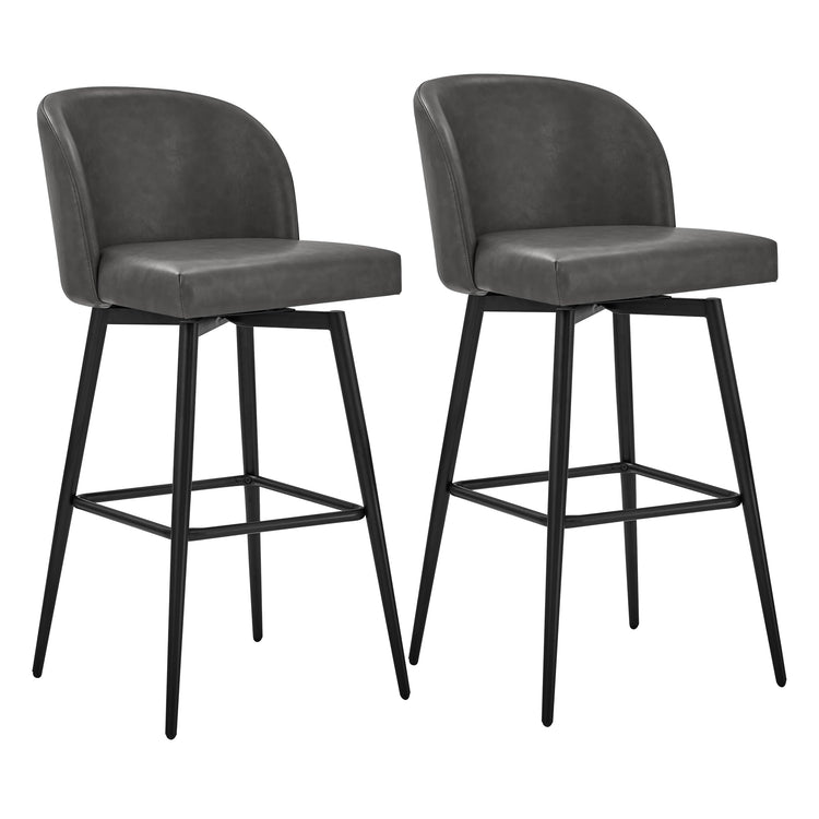 Set of two dark gray Nova Swivel Bar Stools with black metal legs - CHITA Living