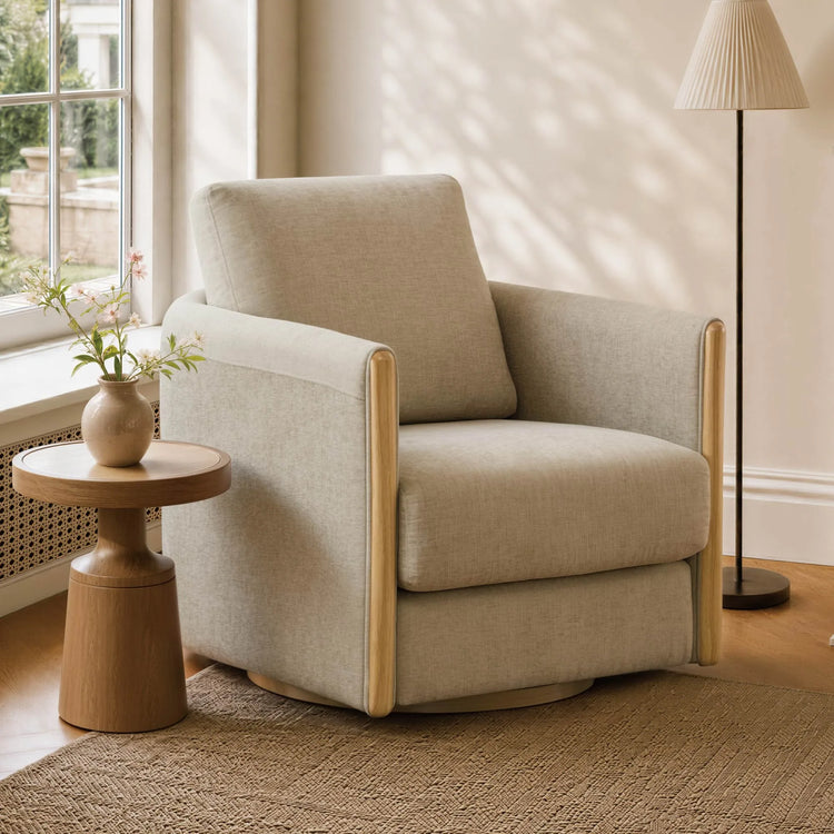 Callan Barrel-Back Chenille Swivel Accent Chair