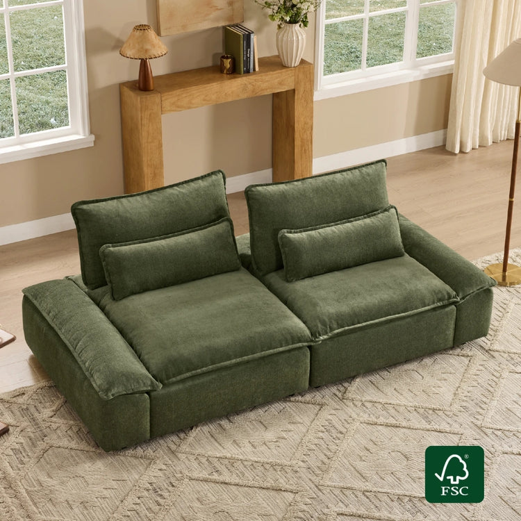 Ace Minimalist Chenille Adjustable Backrest 2-Seater Sofa with Storage Armrest