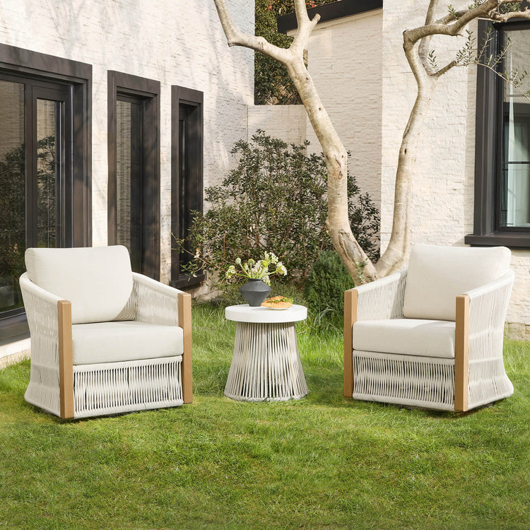Acker Rope Outdoor Bistro Set with Swivel Chair