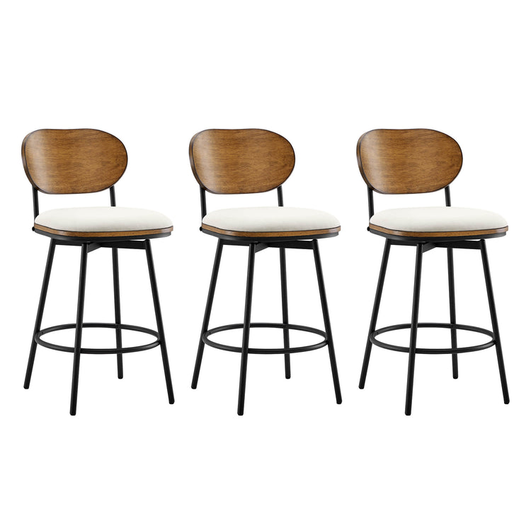 Aislinn swivel bar stools with cream seats and wooden backs in contemporary kitchen - CHITA Living