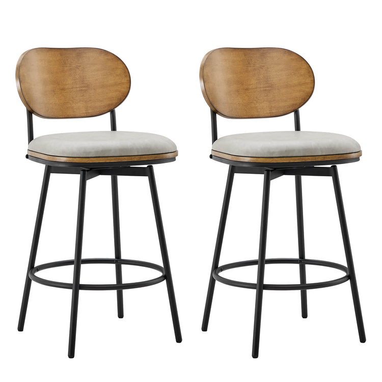 Aislinn swivel bar stools with wood backrest and light seat, perfect for modern kitchens - CHITA Living