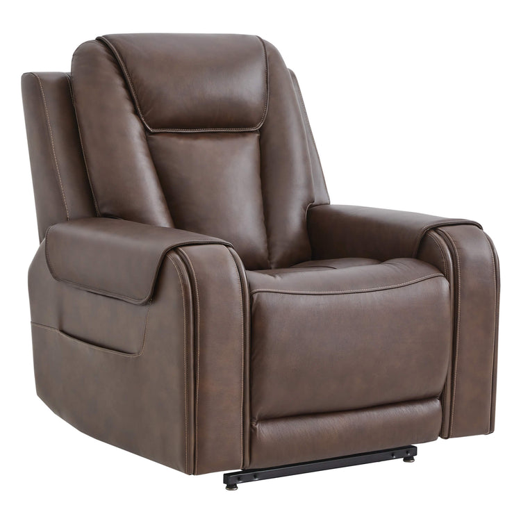 Davin Power Lift Assist Recliner in rich brown leather with plush upholstery - CHITA Living