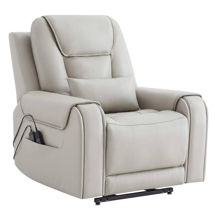 Light gray Davin Power Lift Recliner with remote in modern living room setting - CHITA Living