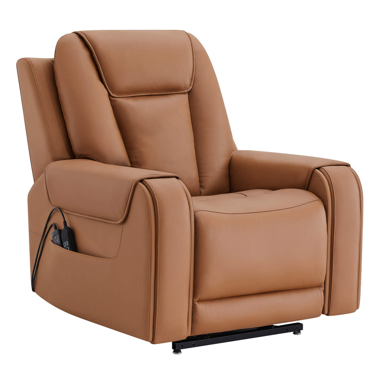 Davin Power Lift Assist Recliner in light tan leather with remote control - CHITA Living