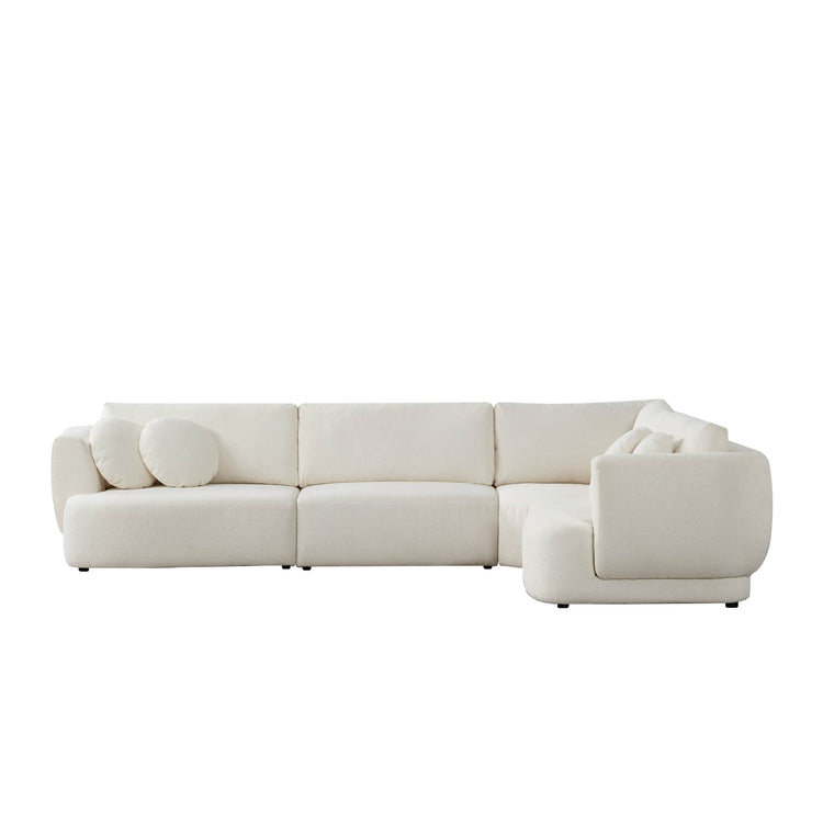 Grace 4-Seat modular curved sofa in light boucle fabric, modern minimalist living room - CHITA Living