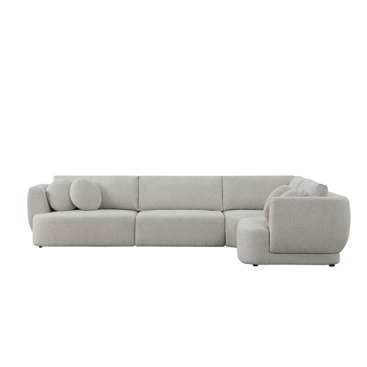 Grace 4-seat modular curved sofa in light boucle fabric with soft cushions, modern design - CHITA Living