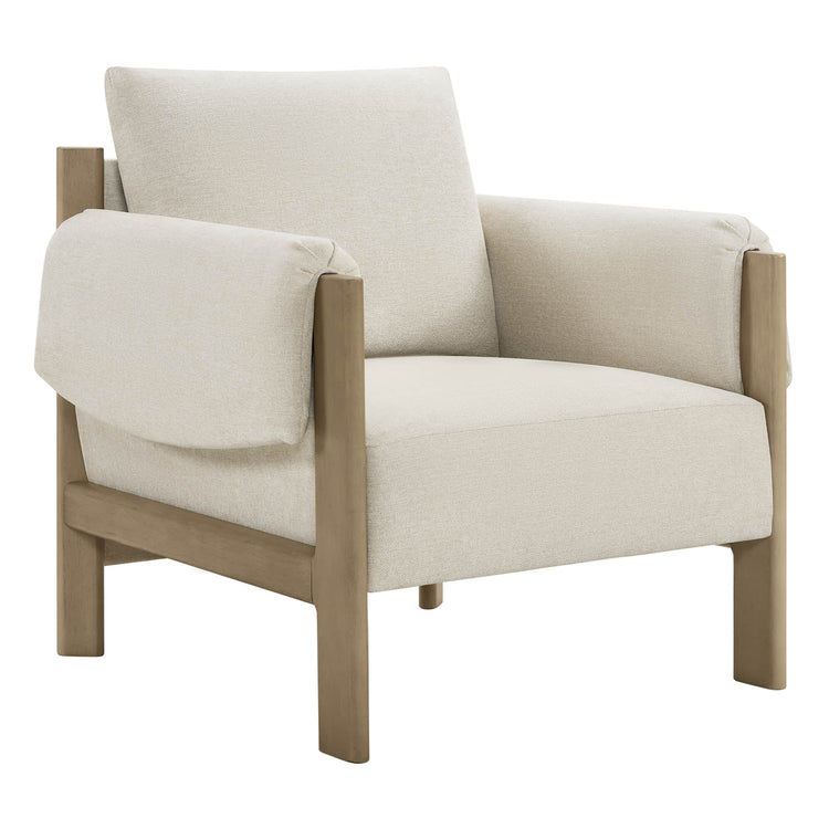 Harbor Accent Chair, a harmony of wood and soft upholstery, front view on a white background.