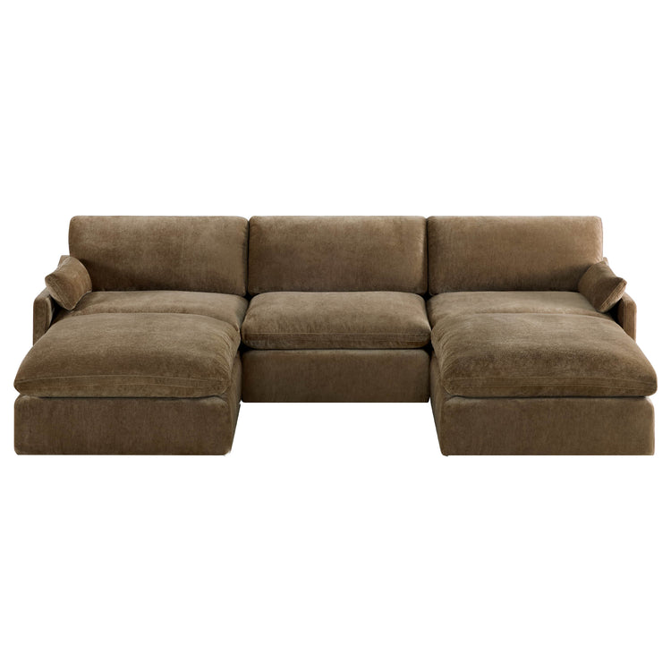 Kenna Modular Sectional Sofa in brown, comfortable seating with chaise lounge