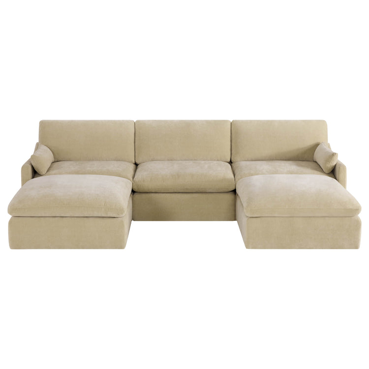 Kenna Modular 5 Seat Sofa-Chaise Sectional in beige, U-shape sectional sofa